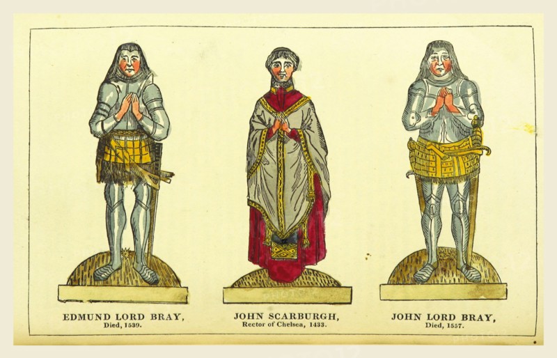 Edmund Lord Bray, John Scarburgh, John Lord Bray, An historical and topographical description of Chelsea and its environs, interspersed with biographical anecdotes of  eminent persons who have resided in Chelsea, 19th century engraving