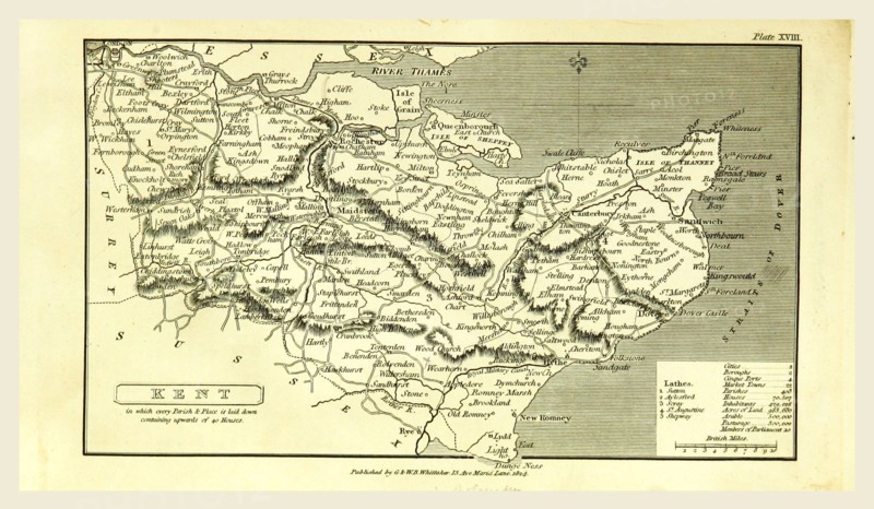 A Topographical Dictionary of the United Kingdom, Kent, UK, 19th century engraving