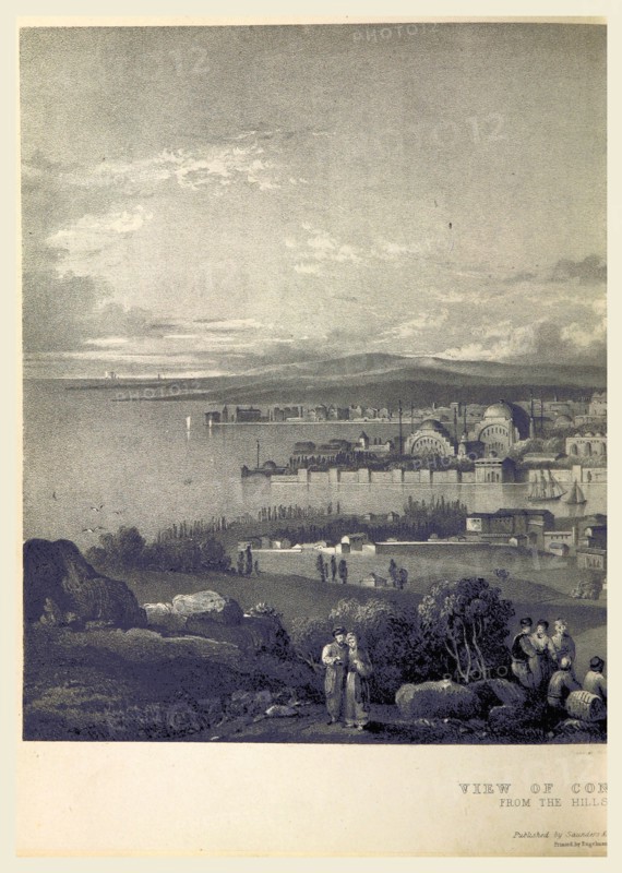 Constantinople in 1828, Istanbul, Turkey, 19th century engraving