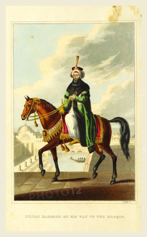 Sultan Mahmood, Constantinople in 1828, Istanbul, Turkey, 19th century engraving