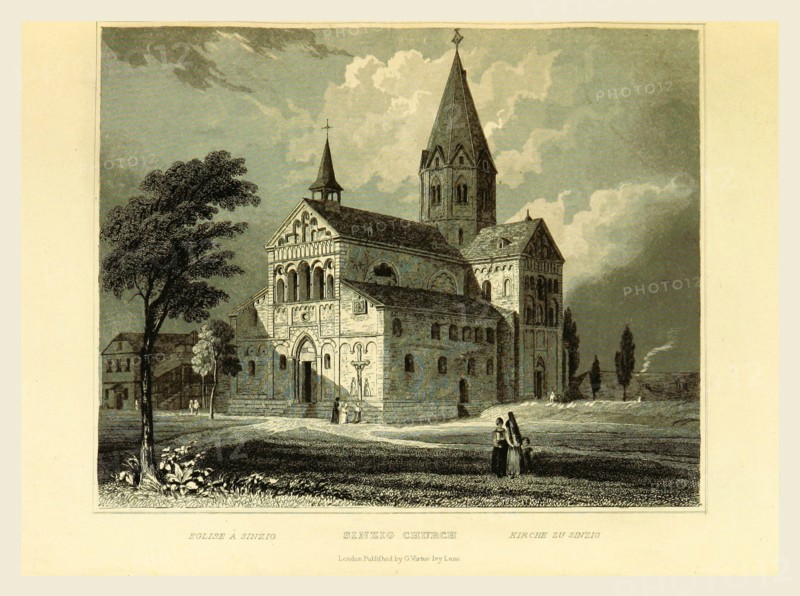 Sinzig Church, Germany, Tombleson's Views of the Rhine, 19th century engraving