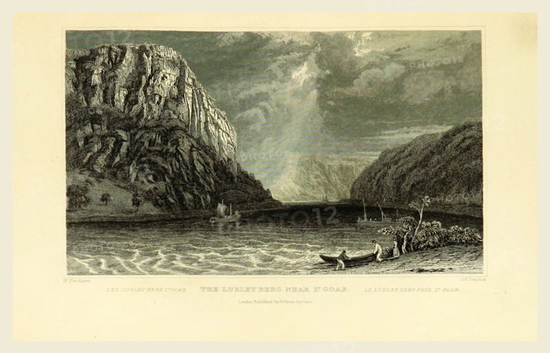 Lurley berg near Sankt Goar, Germany, Tombleson's Views of the Rhine, Tombleson's Views of the Rhine, 19th century engraving