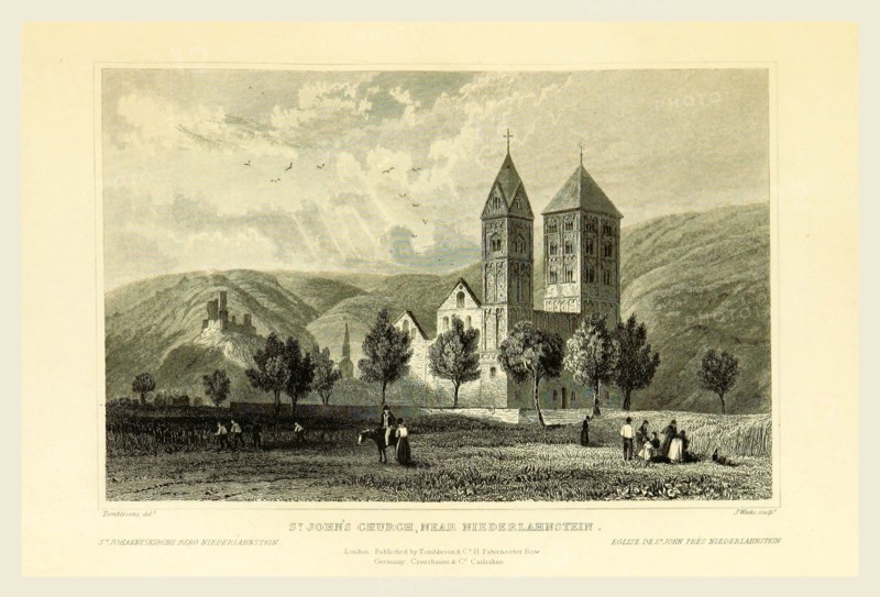 St. John's Church near Niederlahnstein, Germany, Tombleson's Views of the Rhine, Tombleson's Views of the Rhine, 19th century engraving