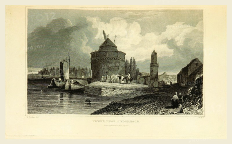 Andernach, Germany, Tombleson's Views of the Rhine, Tombleson's Views of the Rhine, 19th century engraving
