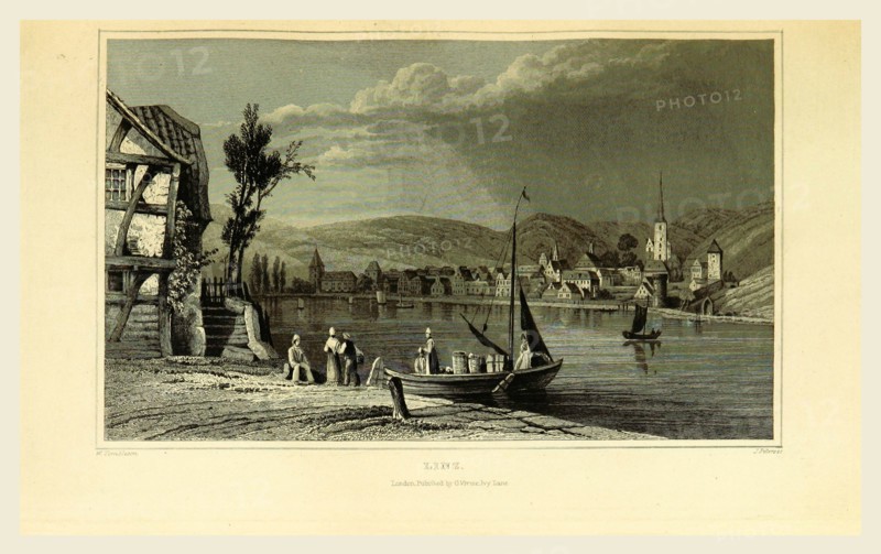 Linz, Austria, Tombleson's Views of the Rhine, Tombleson's Views of the Rhine, 19th century engraving