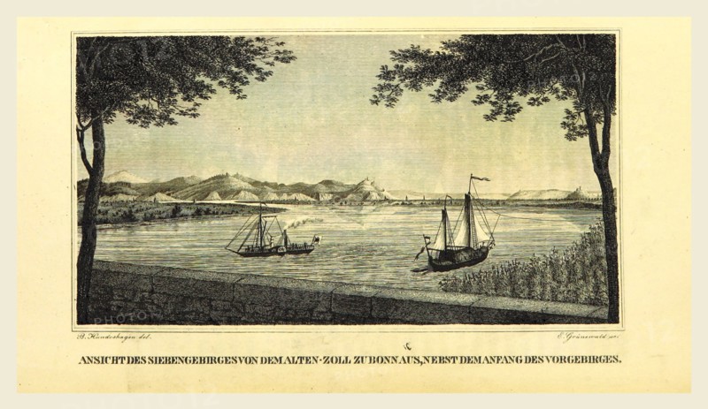 Town and university of Bonn am Rhein, 19th century engraving, Germany