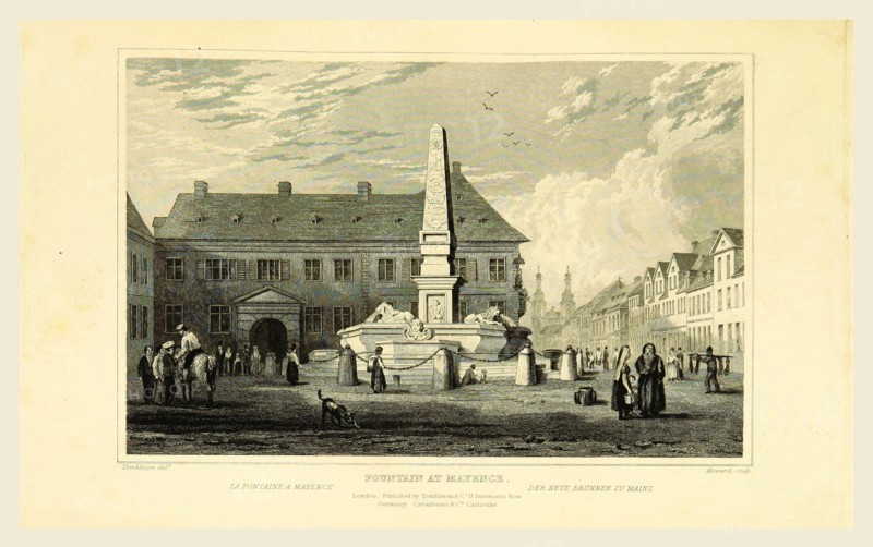 Mayence, Germany, Tombleson's Views of the Rhine, Tombleson's Views of the Rhine, 19th century engraving