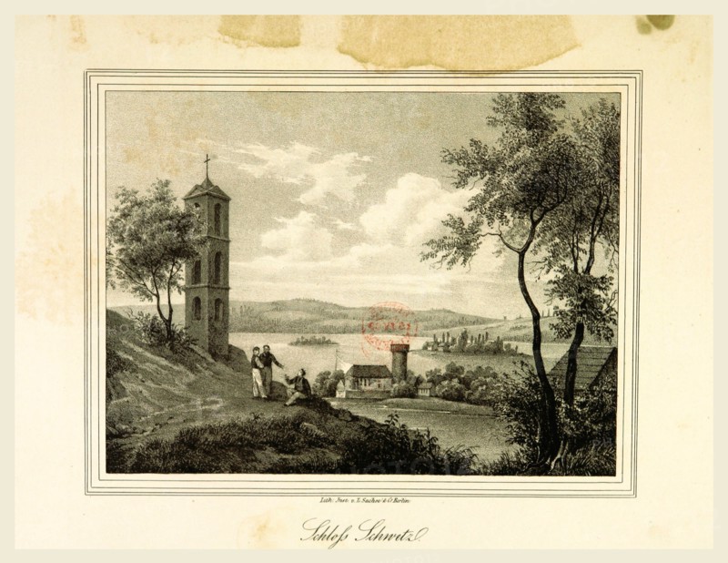 Representations of old Prussian Castles drawn by Countess Dohna, Castle Schwetz, Darstellungen alter preussischer Schlolsser gezeichnet von Frau Grafin zu Dohna, 19th century engraving