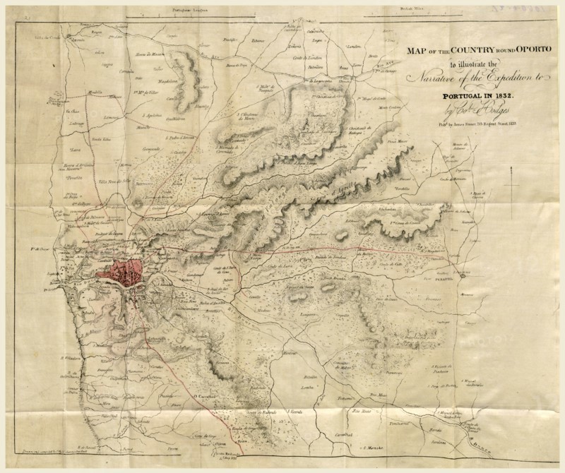 Map of Oporto, Narrative of the expedition to Portugal in 1832, under the orders of his Imperial Majesty Dom Pedro, Duke of Braganza, 19th century engraving