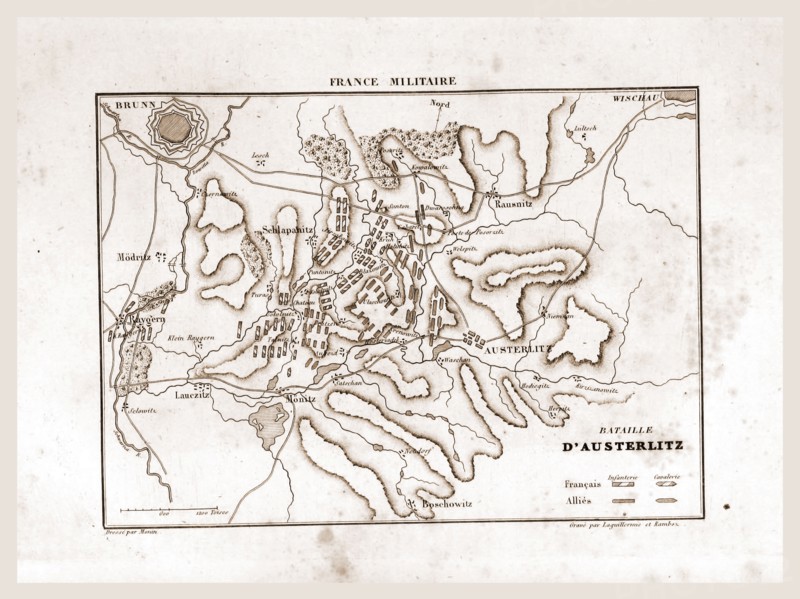 France militaire. Battle of Austerlitz, 19th century engraving