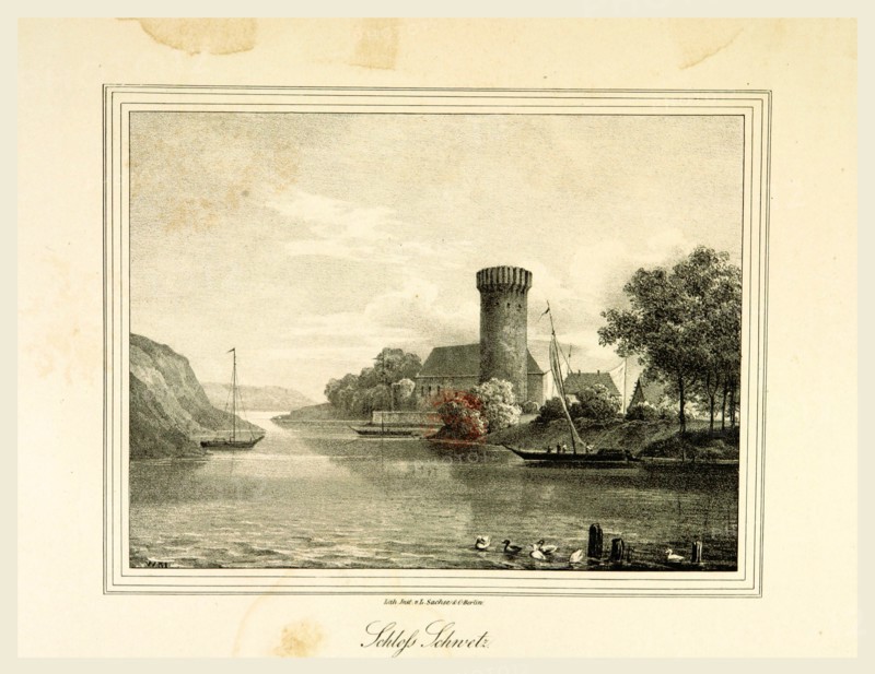 Representations of old Prussian Castles, Castle Schwetz, drawn by Countess Dohna, Darstellungen alter preussischer Schlolsser gezeichnet von Frau Grafin zu Dohna, 19th century engraving