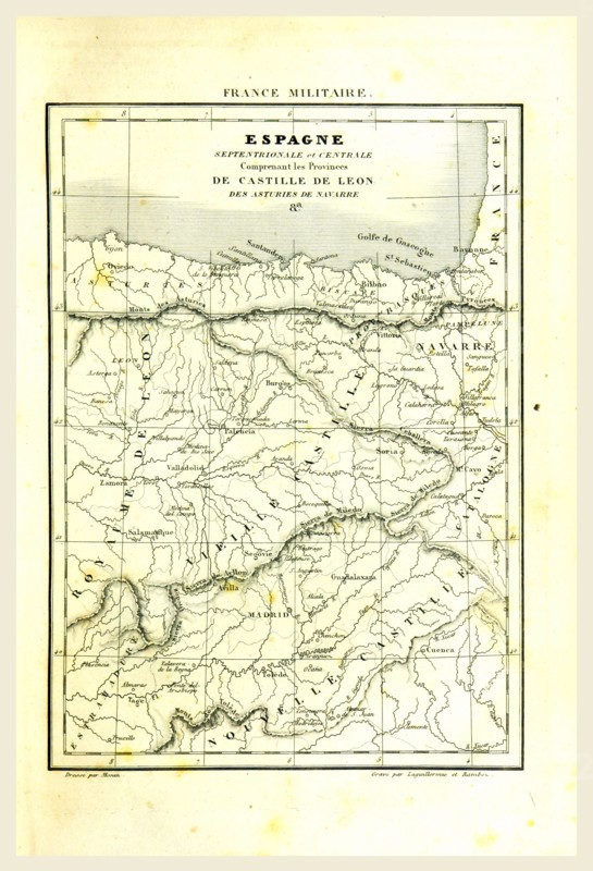 Map of Spain, Castille de Leon, 19th century engraving