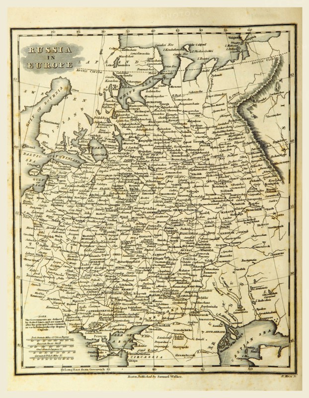 Map Russia, 19th century engraving