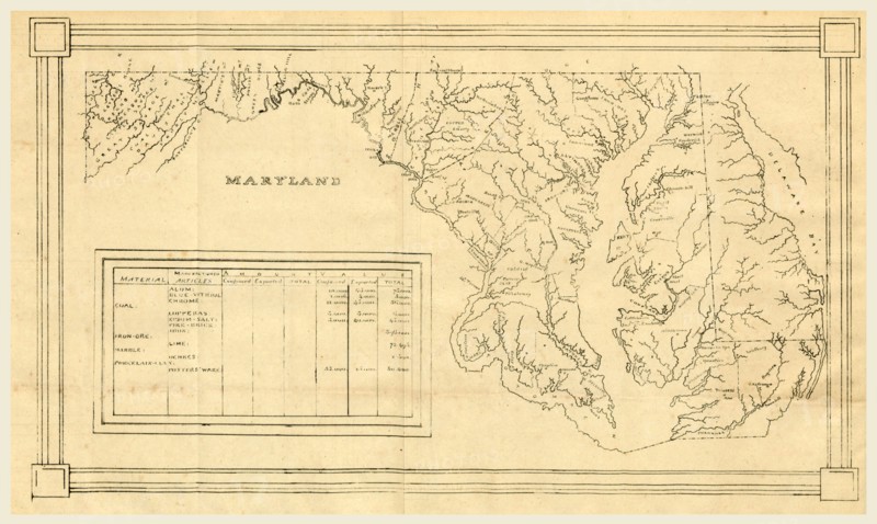 Map, Report on the projected survey of the State of Maryland, pursuant to a resolution of the General Assembly, 19th century engraving, US, America