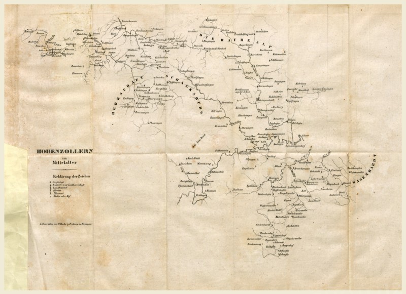 History of Hohenzollernschen Staaten Hechingen and Sigmaringen, 19th century engraving