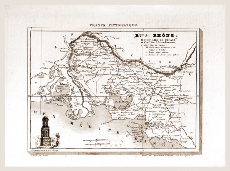 France pittoresque, Rhone, map, 19th century engraving
