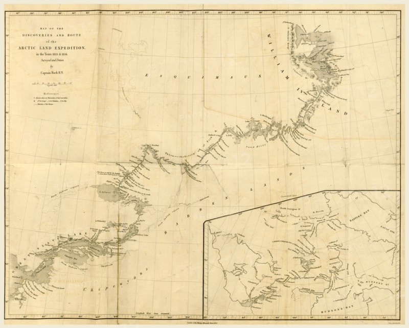 Narrative of the Arctic Land Expedition to the mouth of the Great Fish River, and along the shores of the Arctic Ocean, in the years 1833, 1834, and 1835, 19th century engraving