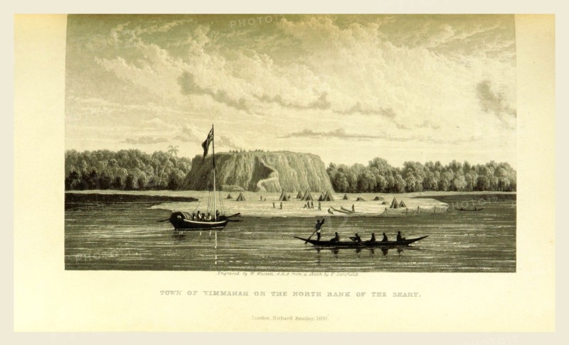Yimmahah, Narrative of an expedition into the interior of Africa, by the River Niger, in the steam-vessels Quorra and Alburkah in 1832, 3, 4. By M. L. and R. A. K. Oldfield, 19th century engraving