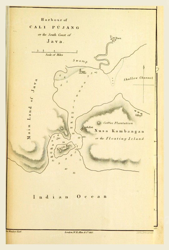 Harbour of Cali Pujang, Java, Indonesia, Indian Archipelago, in 1832, 33, 34, 19th century engraving
