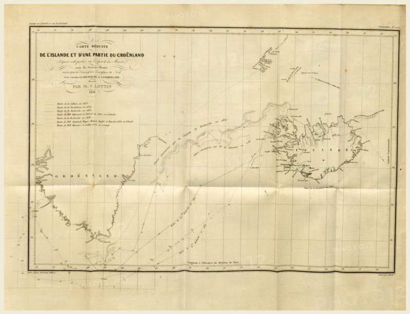Greenland Iceland 1835 et 1836, 19th century engraving