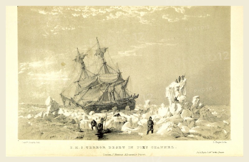Expedition in H.M.S. Terror, undertaken with a view to geographical discovery on the Arctic shores, in the years 1836-7, 19th century engraving