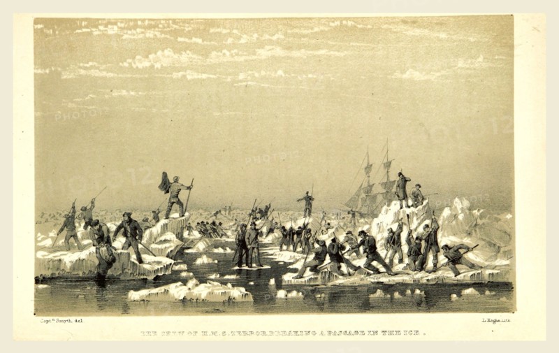 Narrative of an Expedition in H.M.S. Terror, undertaken with a view to geographical discovery on the Arctic shores, in the years 1836-1837, 19th century engraving