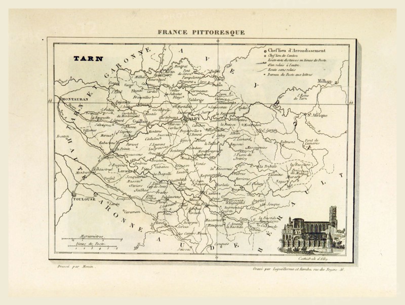 Map Tarn, France pittoresque, 19th century