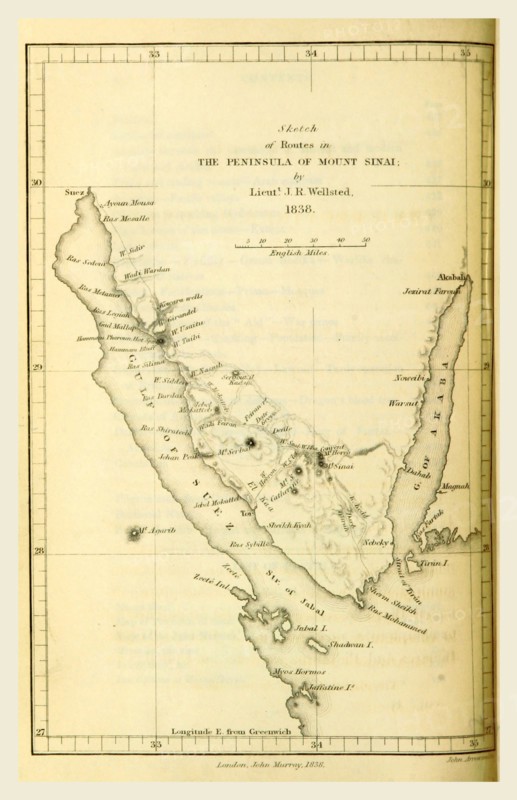 Peninsula of Mount Sinai, 1838, Travels in Arabia, 19th century engraving
