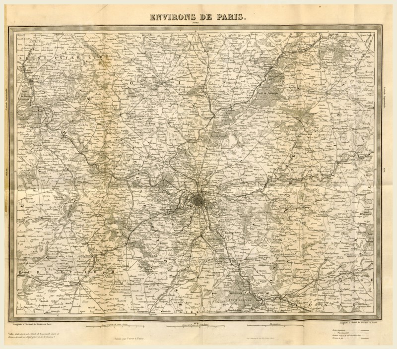 Histoire physique, civile et morale des environs de Paris, map, 19th century engraving