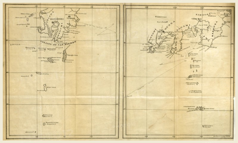 The Claims of Japan and Malaysia upon Christendom exhibited in notes of voyages made in 1837, from Canton, in the ship Morrison and brig Himmaleh, 19th century engraving