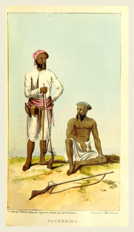 Wagheries, Western India, in 1838, 19th century engraving