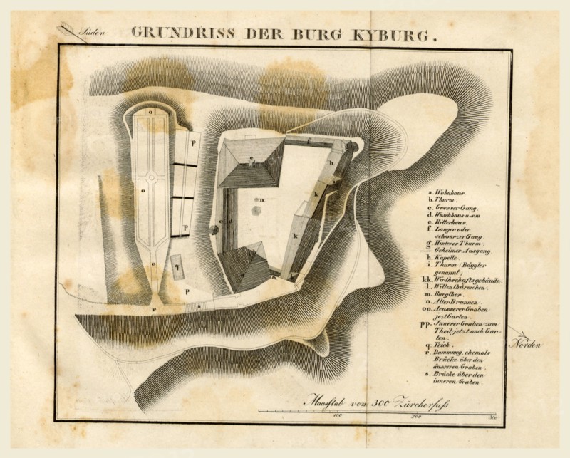 Burg Kyburg Switzerland, 19th century engraving