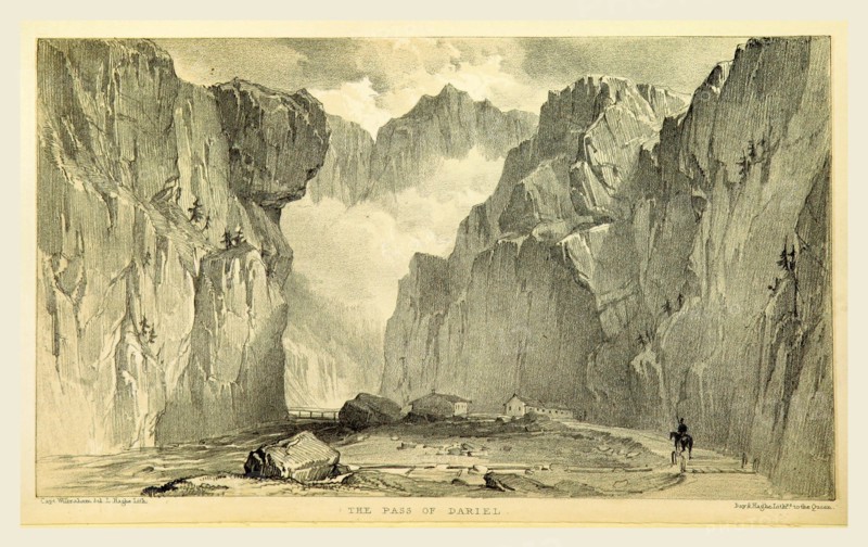 The Pass of Dariel, Travels in the Trans-Caucasian Provinces of Russia, and along the southern shore of the Lakes of Van and Urumiah, in the autumn and winter of 1837, 19th century engraving