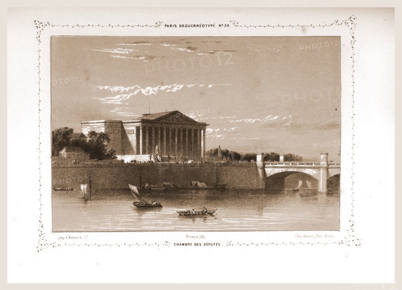 Chambre des Deputes, Paris and surroundings, daguerreotype, M. C. Philipon, 19th century engraving