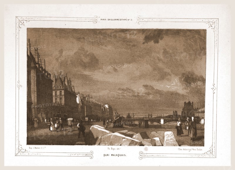 Quai Malaquais, Paris and surroundings, daguerreotype, M. C. Philipon, etc., 19th century engraving