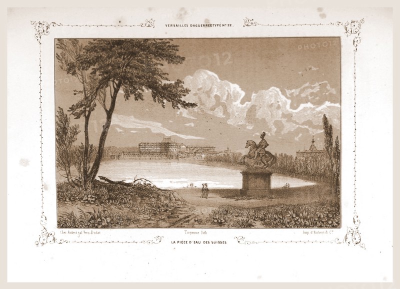 La Piece D'Eau des Suisses, Paris et ses environs, reproduits par le daguerreotype, sous la direction de M. C. Philipon, 19th century engraving