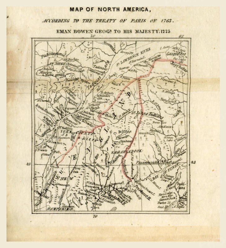 Map of North America, The right of the United States of America to the North-Eastern boundary claimed by them, 19th century engraving
