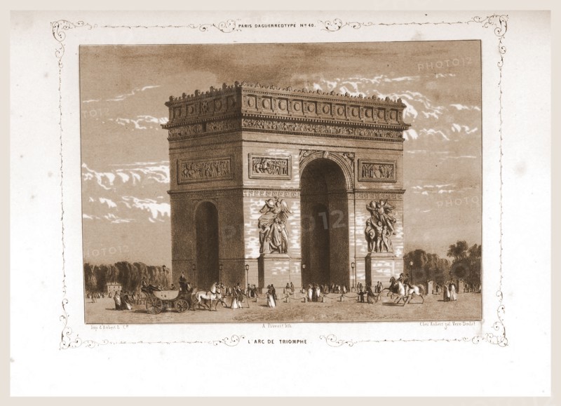 L'Arc de Triomphe, Paris and surroundings, daguerreotype, M. C. Philipon, 19th century engraving