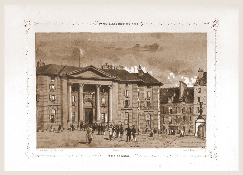 Ecole de Droit, Paris and surroundings, daguerreotype, M. C. Philipon, 19th century engraving