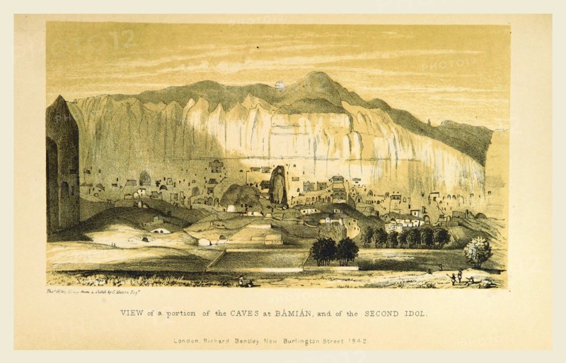 Caves at Bamian, Narrative of various Journeys in Balochistan, Afghanistan, and the Punjab, including a residence in those countries from 1826 to 1838, 19th century engraving