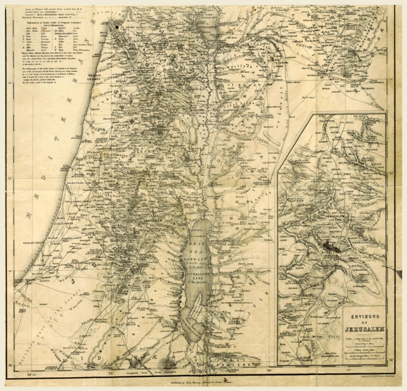 Map of Jerusalem, Biblical Researches in Palestine, Mount Sinai, and Arabia. A journal of travels in the year 1838, by E. Robinson and E. Smith , 19th century engraving