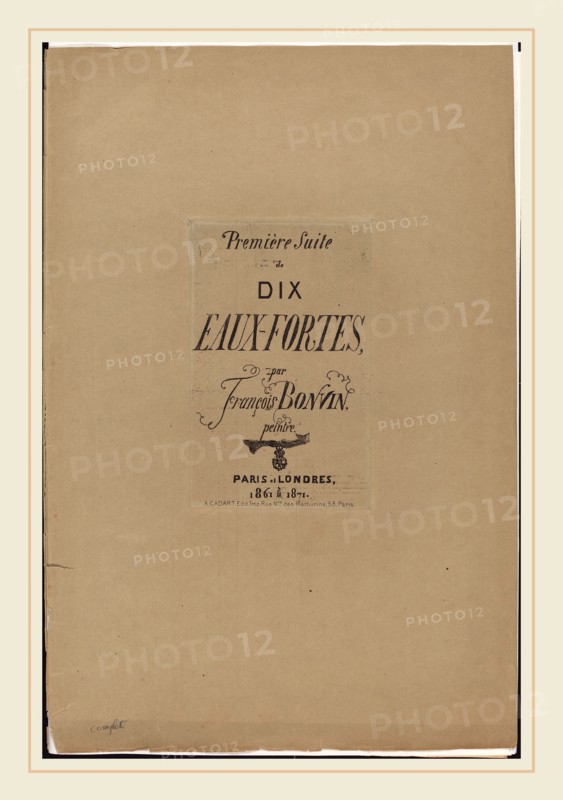 FranÃ§ois Bonvin (French, 1817-1887), PremiÃ¨re Suite de dix eaux-fortes, 1861-1871, complete portfolio of ten etchings with original wrappers and list of prints