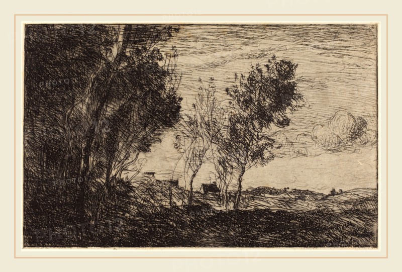 Jean-Baptiste-Camille Corot (French, 1796-1875), In the Dunes: Souvenir of The Hague  (Dans les dunes: Souvenir du bois de La Haye), 1869, etching
