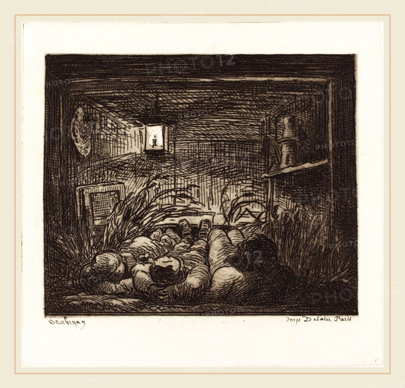 Charles-FranÃ§ois Daubigny (French, 1817-1878), Asleep Aboard the Bottin (Coucher a bord du Bottin), 1862, etching