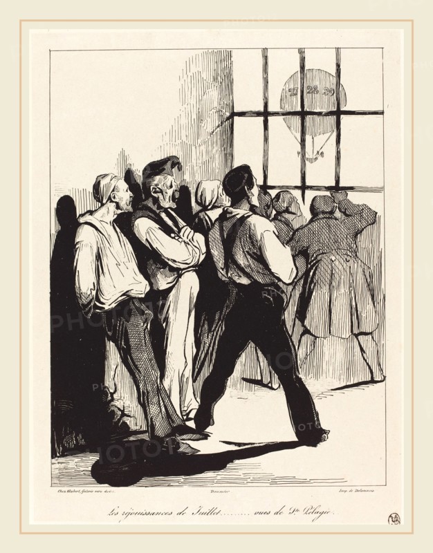 Honoré Daumier (French, 1808-1879), Les réjouissances de Juillet vues de Ste. Pélagie, 1834, lithograph