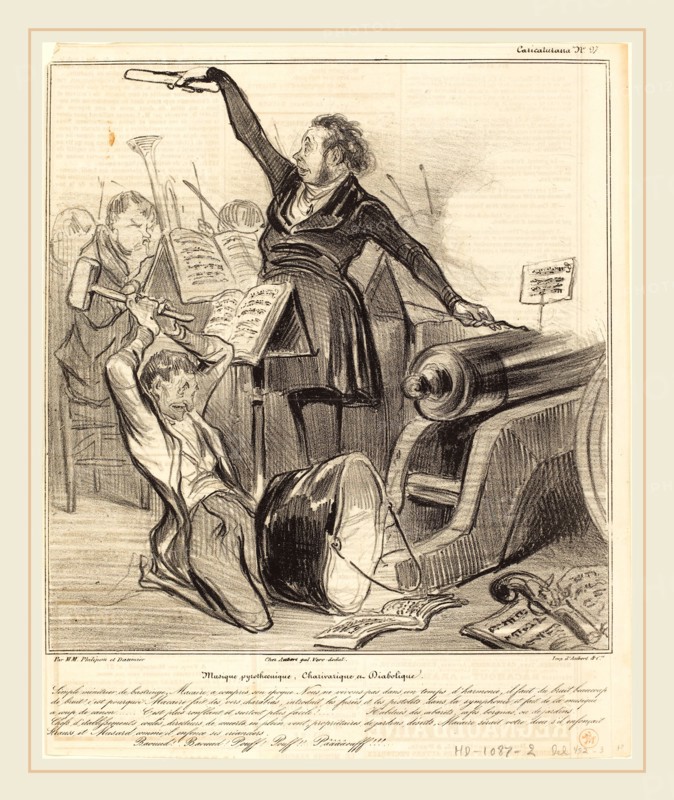 Honoré Daumier (French, 1808-1879), Musique pyrothecnique, Charivarique et Diabolique, 1838, lithograph on newsprint