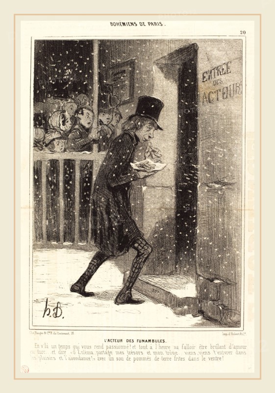 Honoré Daumier (French, 1808-1879), L'Acteur des Funambules, 1842, lithograph on newsprint