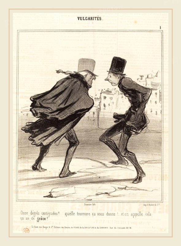 Honoré Daumier (French, 1808-1879), Onze degrés centigrades!, 1841, lithograph on newsprint