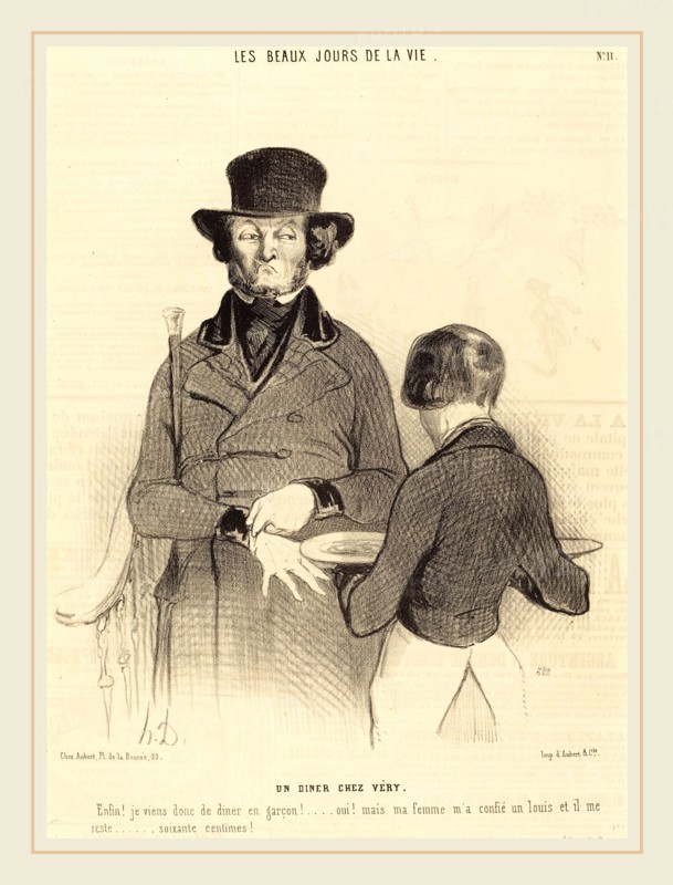Honoré Daumier (French, 1808-1879), Un Diner chez Véry, 1844, lithograph on newsprint