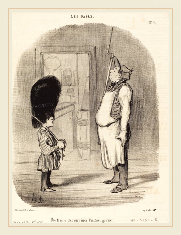 Honoré Daumier (French, 1808-1879), Une Famille chez qui réside l'instinct guerrier, 1847, lithograph on newsprint